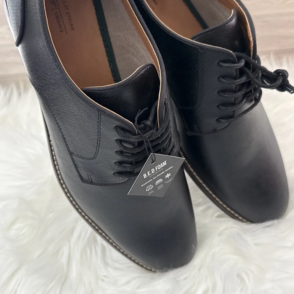 Call It Spring Mens Black Vegan Leather Derby Dress Shoes B.E.D Foam‎ Size 12 M
